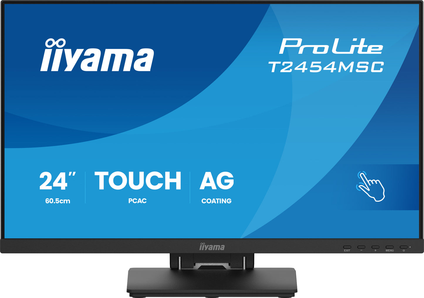 IIYAMA T2454MSC-B3AG 24inch InCell PCAP 10P Touch Anti Glare 25perc Haze 1920x1080 IPS-panel Slim Bezel Speakers DisplayPort