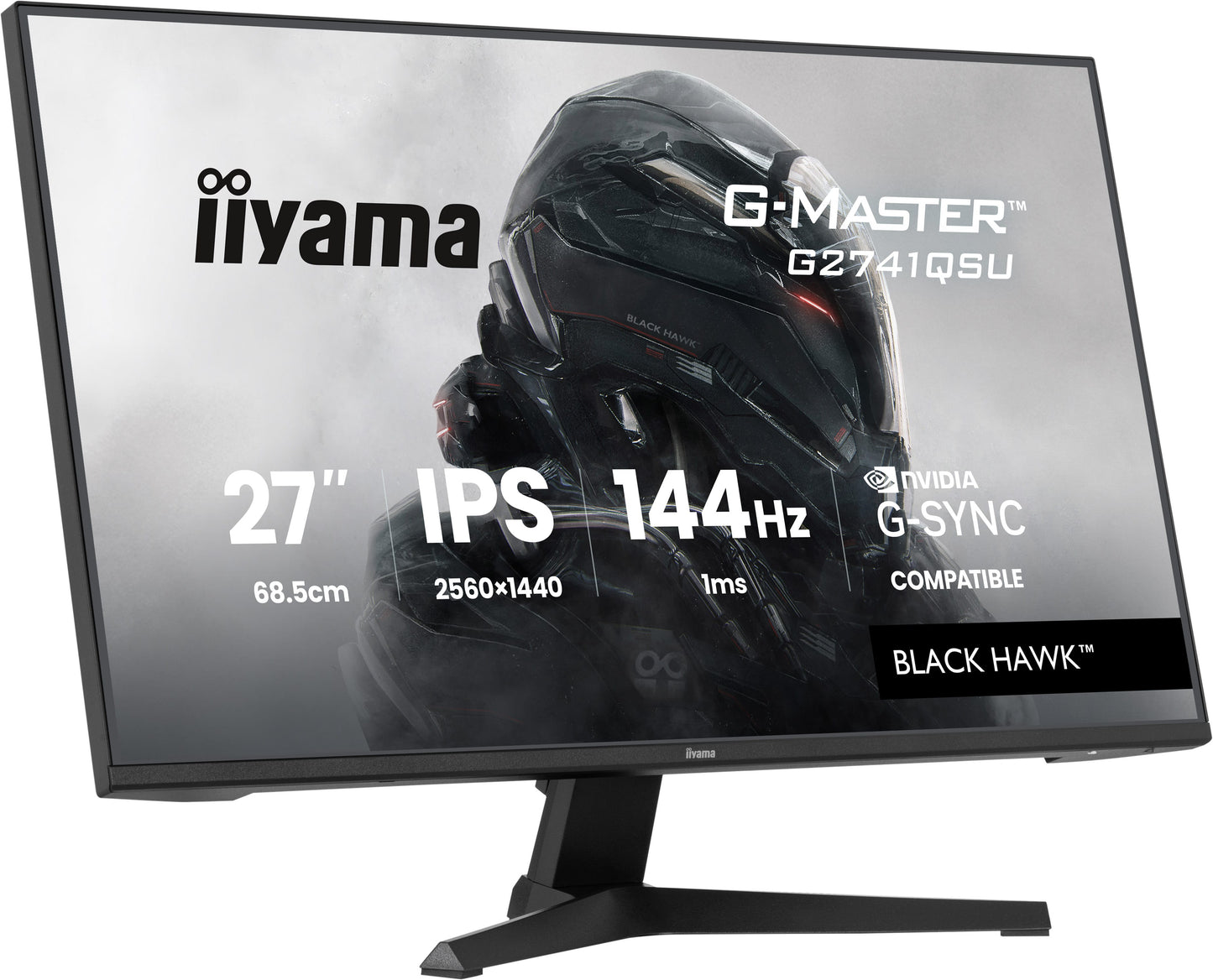 IIYAMA 27WIDE LCD, G-Master Black Hawk, 2560 x 1440, QHD  144 Hz IPS panel, LED Bl., USB-Hub(2xOut v2.0),  350 cd/m², 1500:1 Static Contras