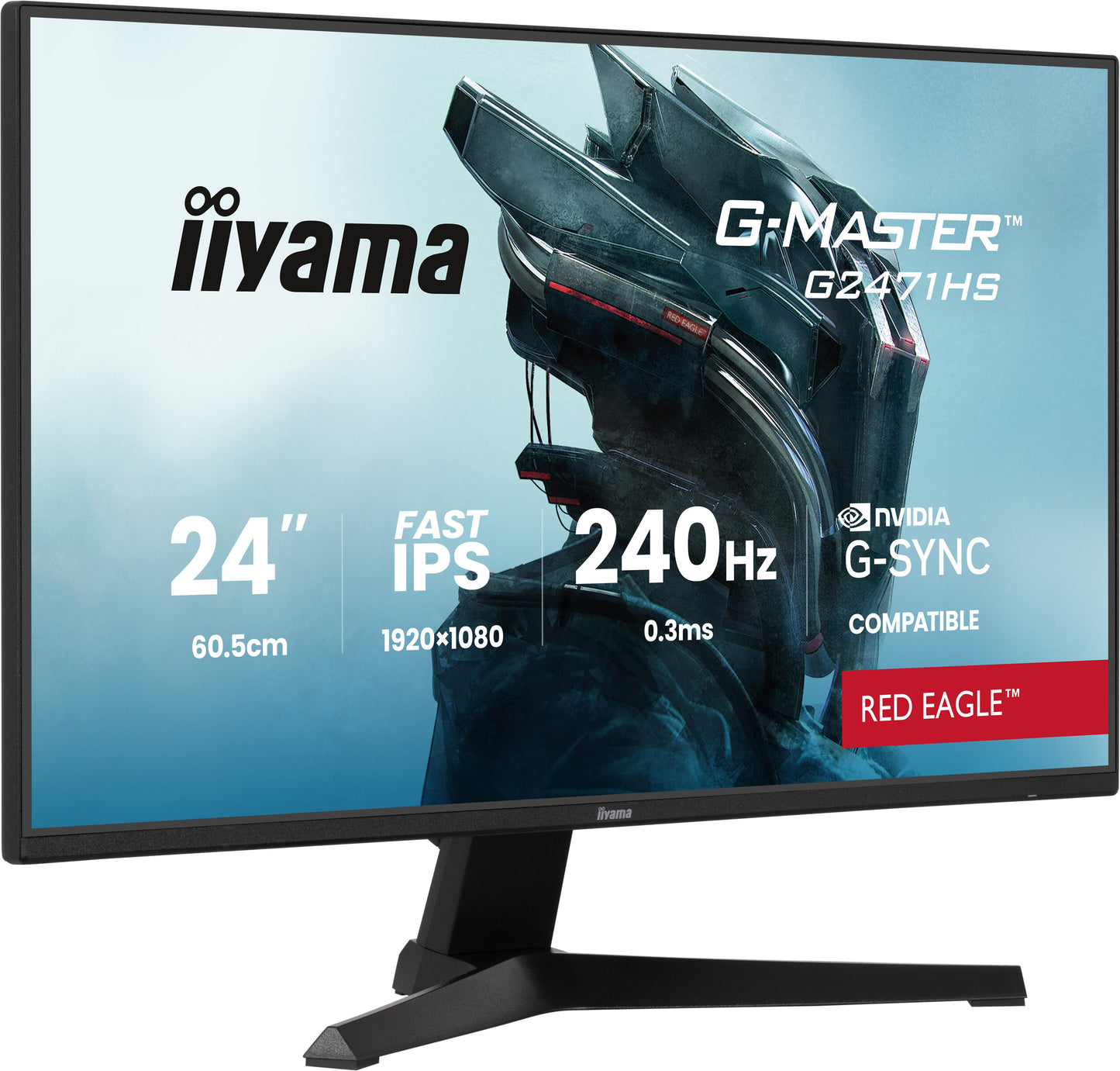 IIYAMA 24WIDE LCD, G-Master Red Eagle, 1920 x 1080, 240 Hz Fast IPS panel, LED Bl., 350 cd/m², 1000:1 Static Contrast, 80.000.000:1 ACR, Sp