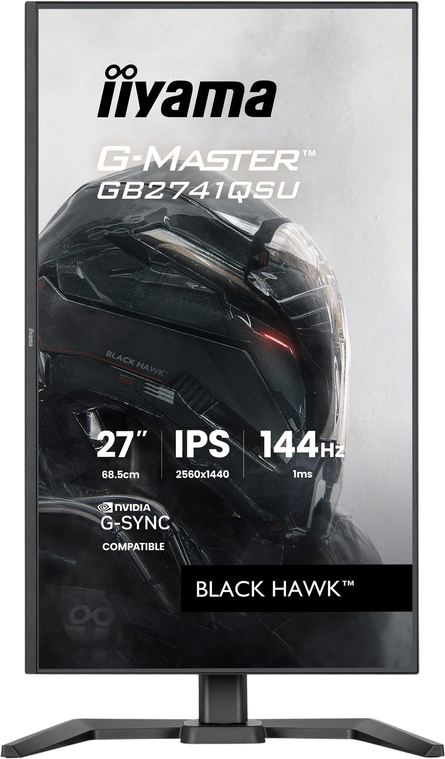 IIYAMA 27WIDE LCD, G-Master Black Hawk, 2560 x 1440, QHD  144 Hz IPS panel, LED Bl., USB-Hub,   Pivot, Height Adjust.(15cm), 350 cd/m², 150