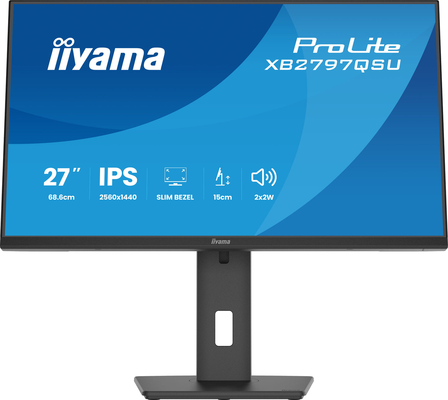 IIYAMA XB2797QSU-B1 27inch IPS QHD 4-side slim bezel EyeComfort 350cd/m2 4ms Speakers 2x HDMI DP 2xUSB 3.2 2xUSB Type-C 15cm Adj.