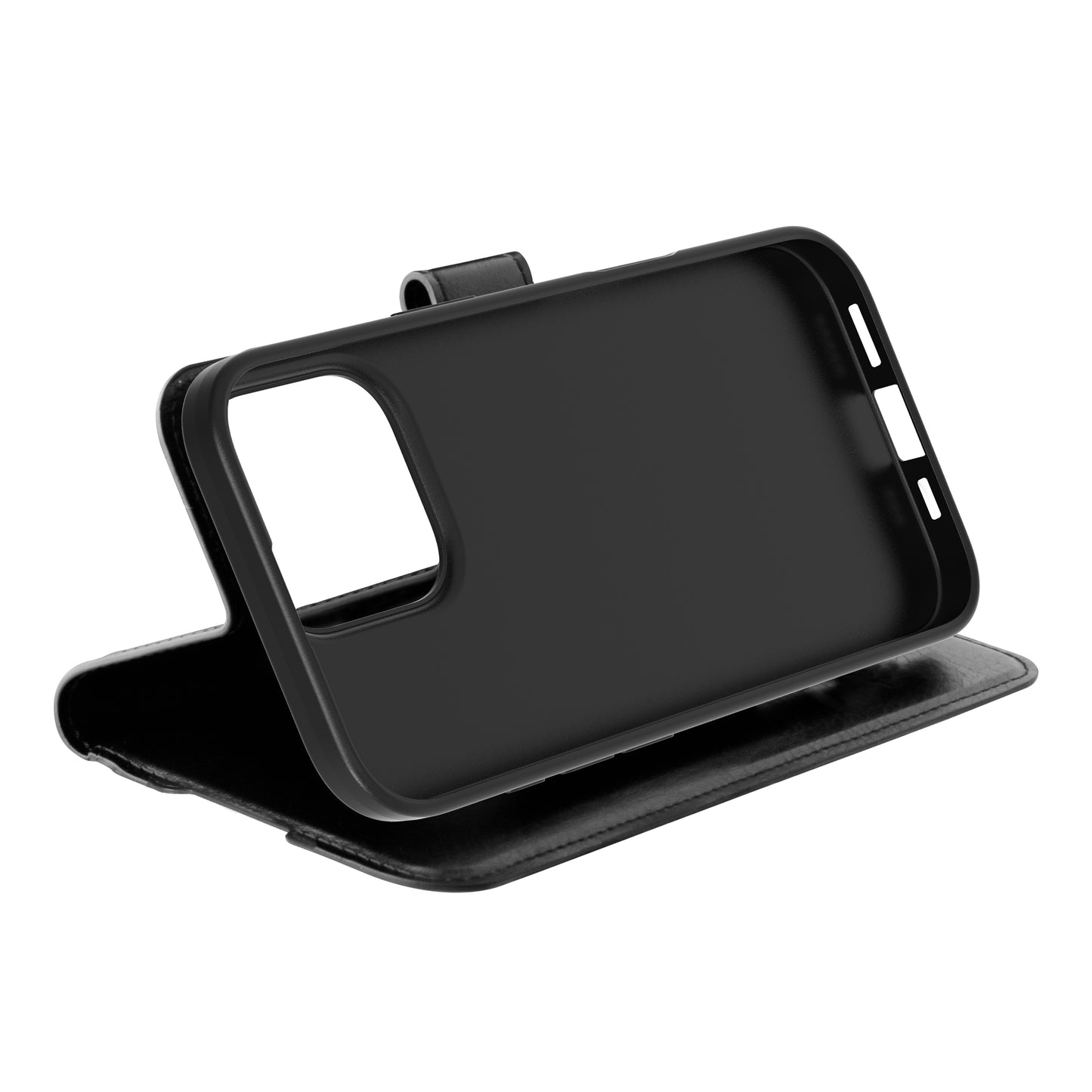 iP 16 Pro Max Gel Wallet Case Black