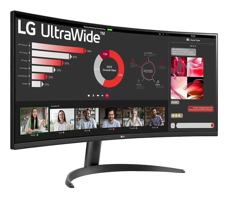 LG 34WR50QC-B.AEU 34inch VA Curved UW QHD 21:9 100Hz 3000:1 300cd/m 5ms 2xHDMI 2.0 DP HDR10 AMD FreeSync Black