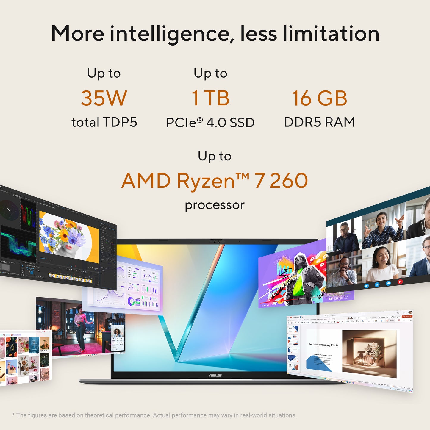 ASUS Vivobook S16 M3607HA-RP208W-BE, 16 WUXGA, AMD Ryzen 9 270, 32GB, 1TB PCIe NVMe SSD, AMD Radeon Graphics, W11H, Zilver
