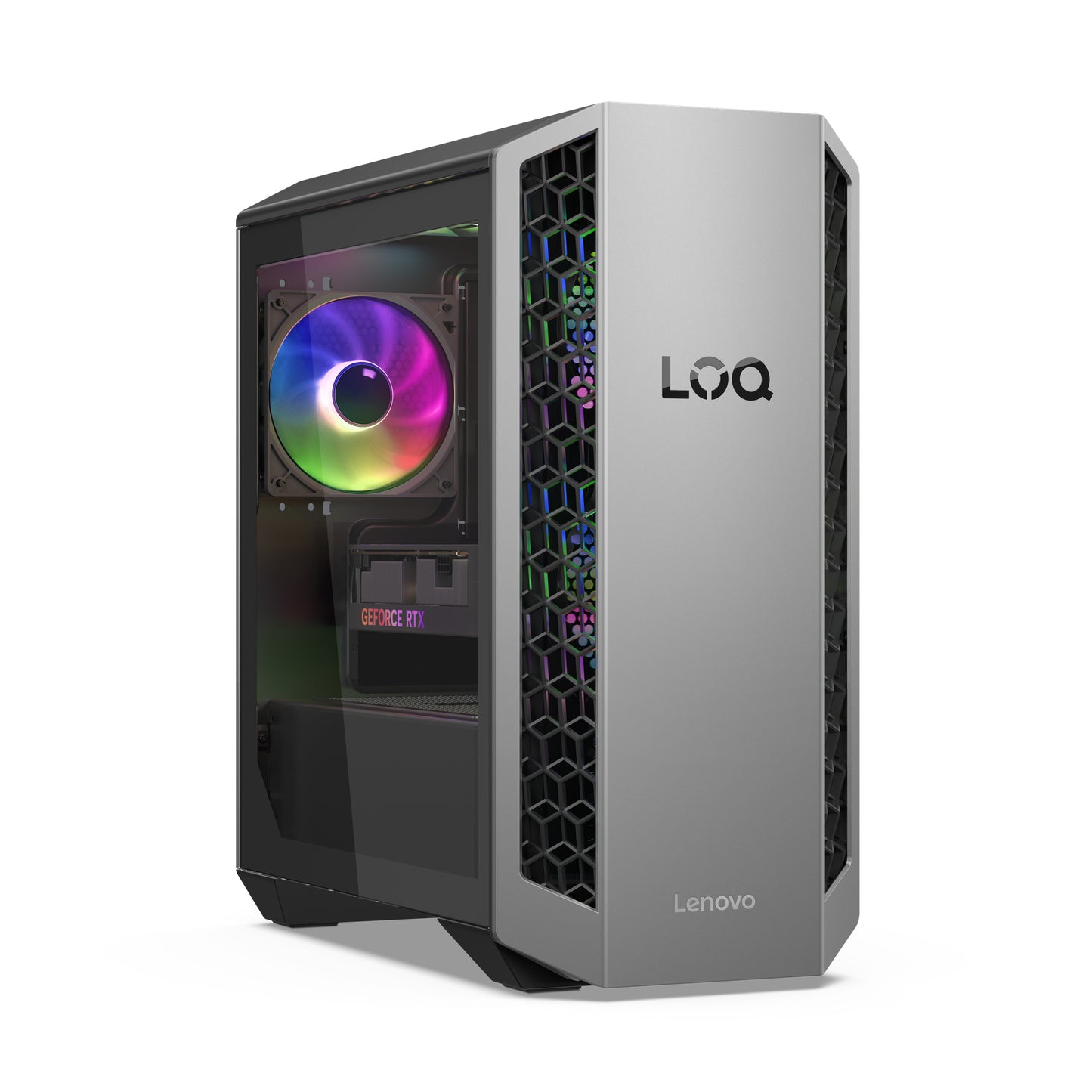 LOQ Tower 26ADR10, AMD Ryzen 7 8745HX, 32GB, 1TB SSD, Nvidia GeForce RTX 5060 8GB, Windows 11 Home, Grijs