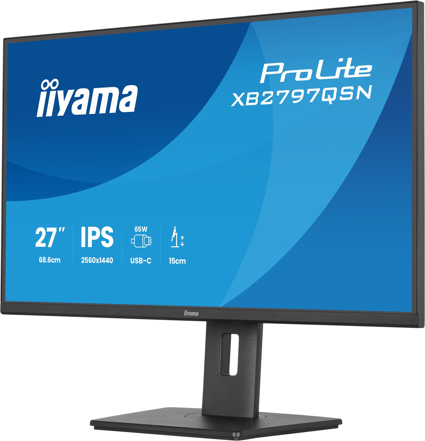 Iiyama Prolite XB2797QSN-B1 27WIDE LCD, 2560 x 1440 QHD, IPS panel, LED Bl., Adaptive Sync, USB-Hub (2xOut v3.2 +2xUSB-C(7,5 Watt)), Pivot,