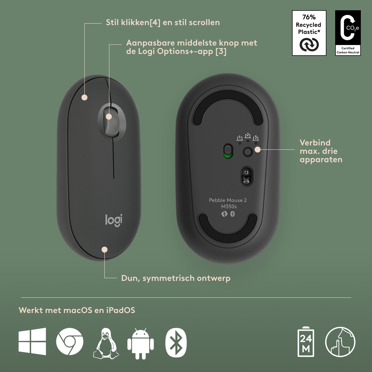 Logitech Pebble 2 Combo for Mac - Graphite