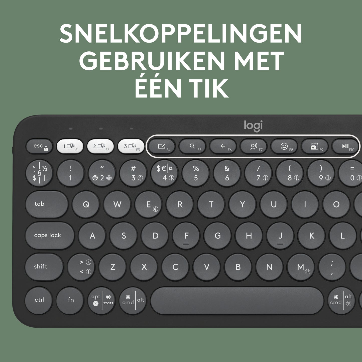 Logitech Pebble Keys 2 K380s Wireless Keyboard - USB Interface - French - AZERTY Layout - Graphite
