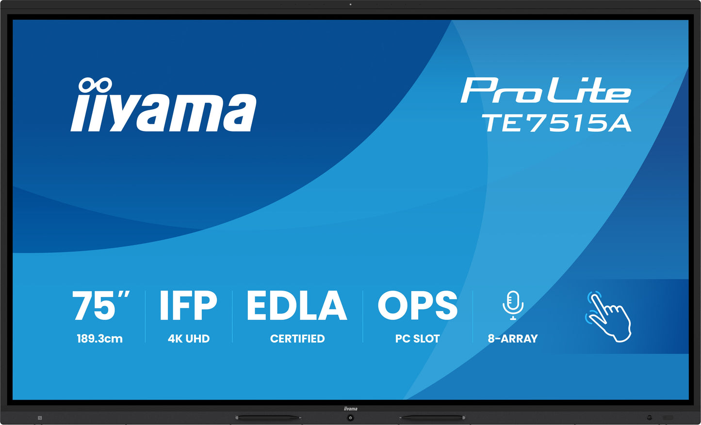 IIYAMA TE7515A-B2AG 75inch Stylish IFP iiWare21E EDLA -Google-GMS-apps Android 14 Octa-core SOC 16/128GB 40-Points DeepContrast IR+