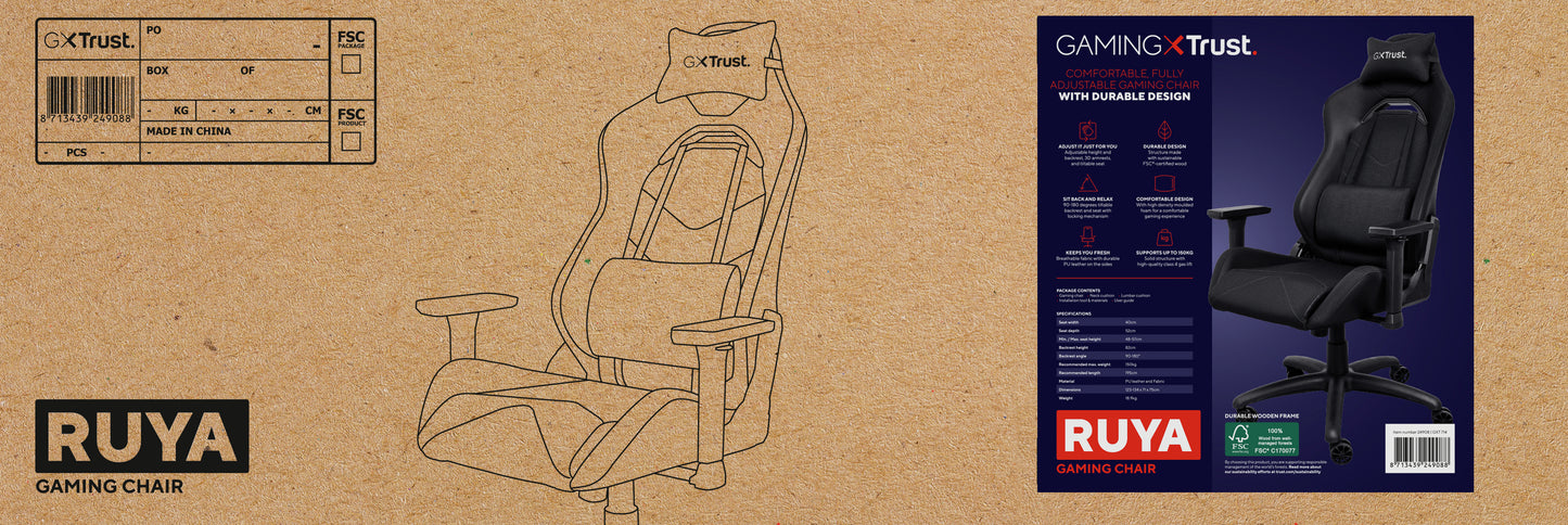 TRUST GXT714 RUYA GAMING CHAIR BLACK