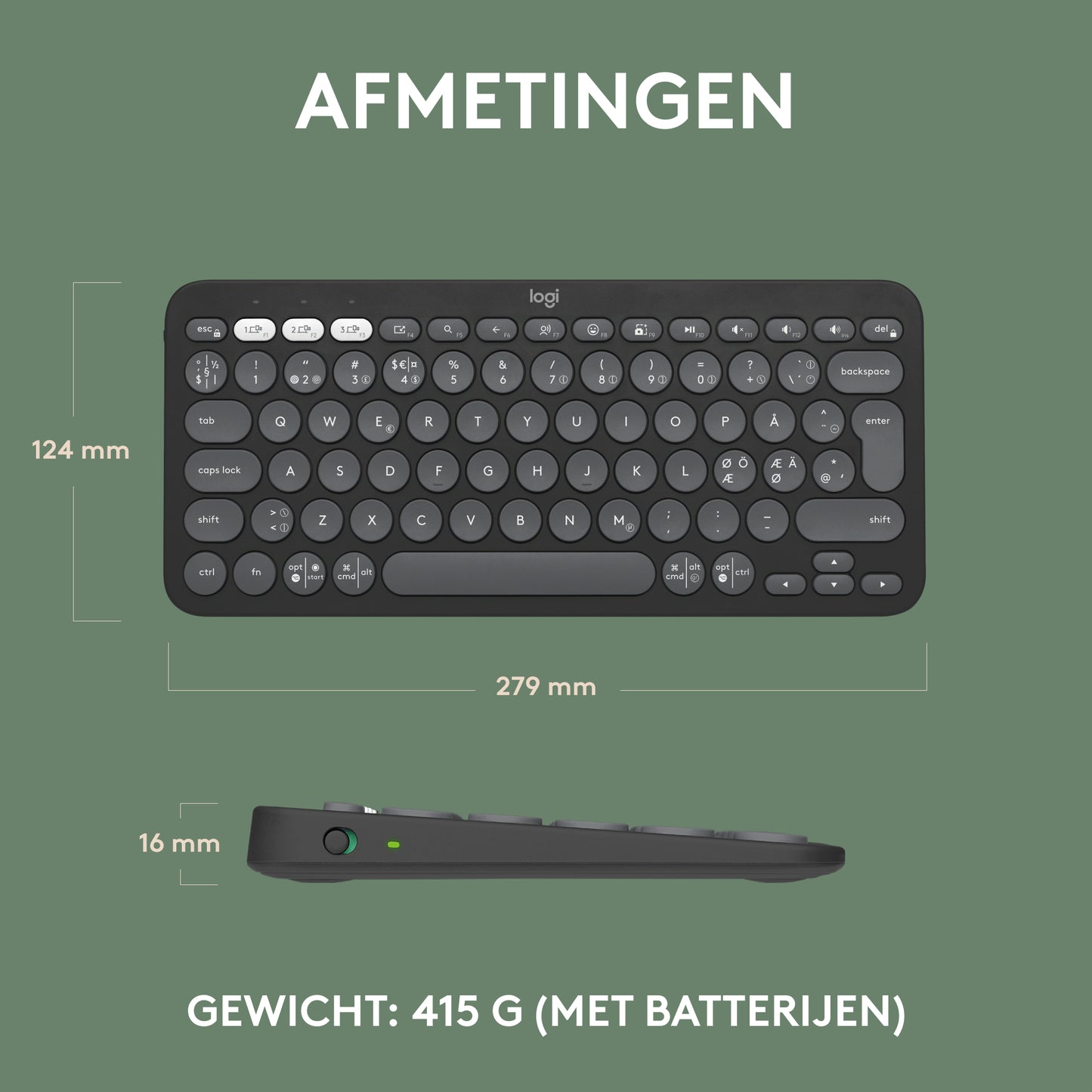 Logitech Pebble Keys 2 K380s Wireless Keyboard - USB Interface - French - AZERTY Layout - Graphite