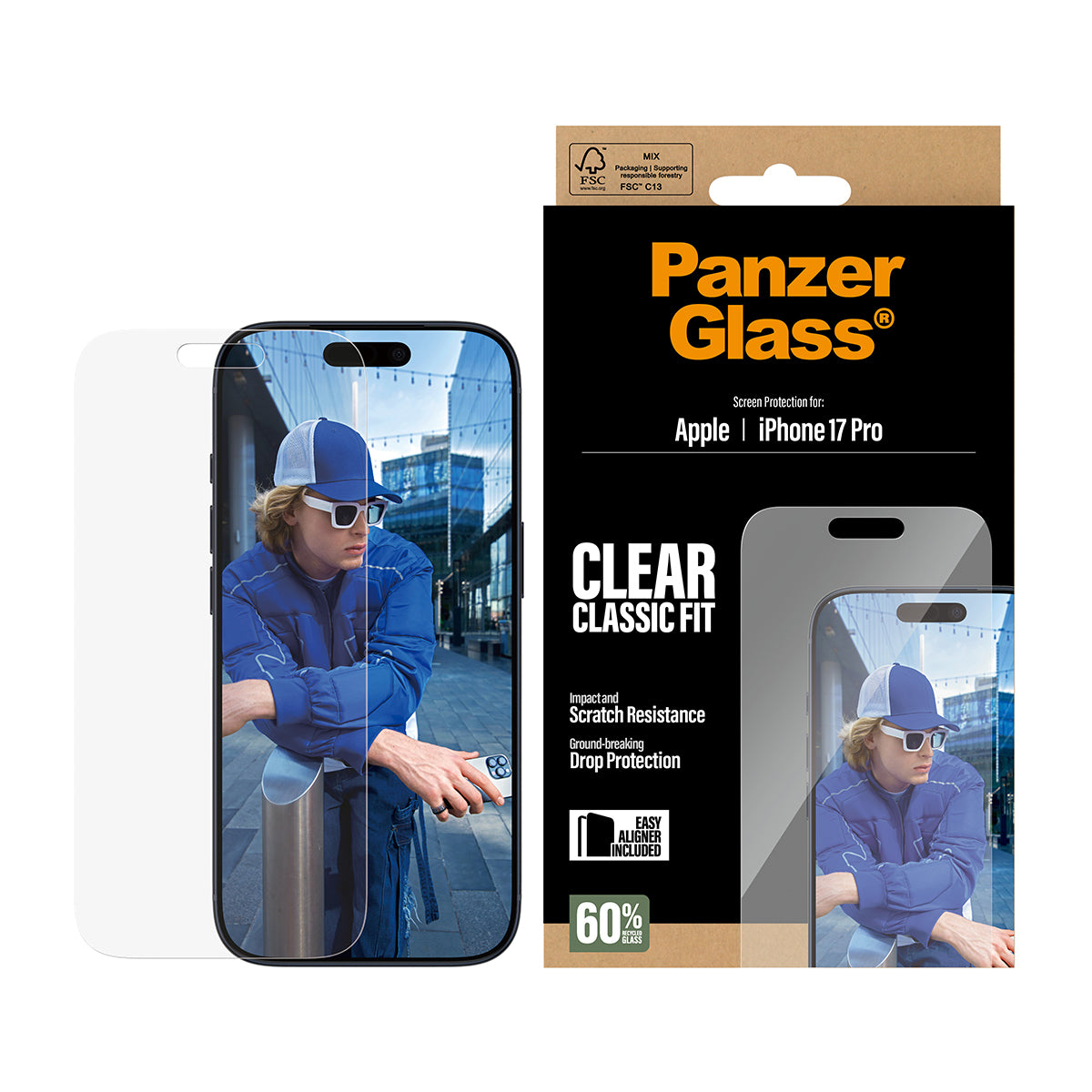PanzerGlass Screen Protector Classic Fit - Transparant - Apple iPhone 17 Pro