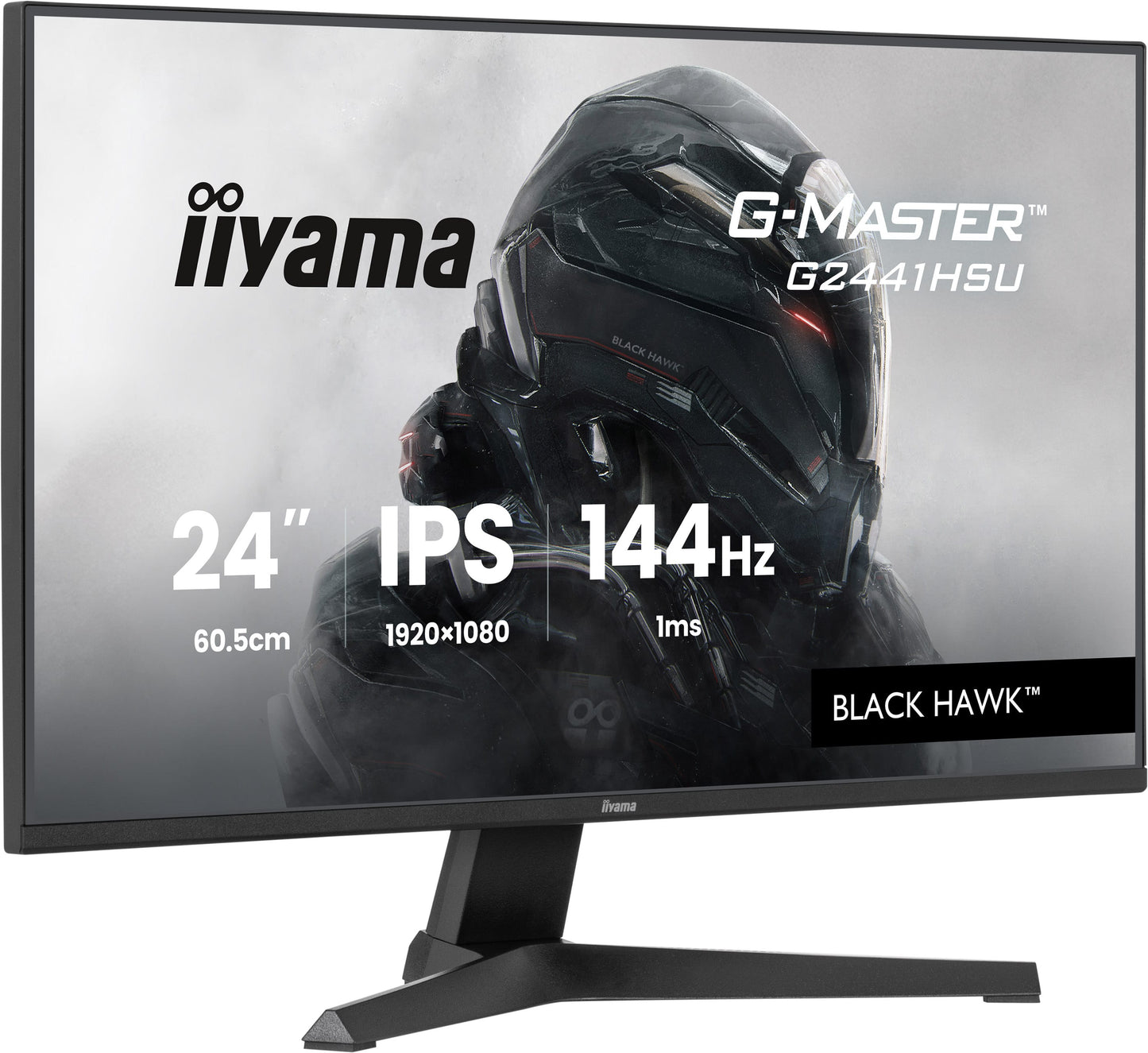 IIYAMA 24WIDE LCD, G-Master Black Hawk, 1920 x 1080, 144 Hz IPS panel, LED Bl., Freesync,  USB-Hub(2xOut v2.0), 350 cd/m², 1500:1 Static Co