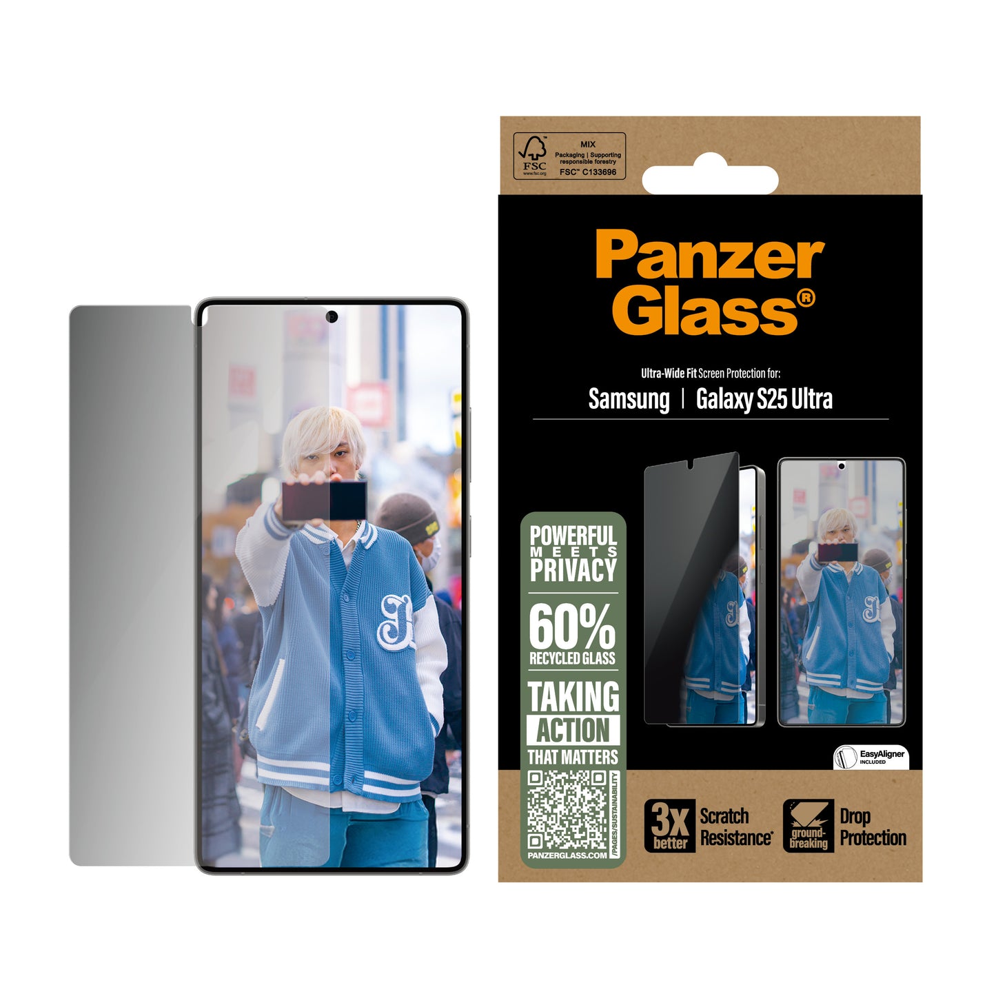 PanzerGlass Privacy Screen Protector - Clear - voor Samsung Galaxy S25 Ultra