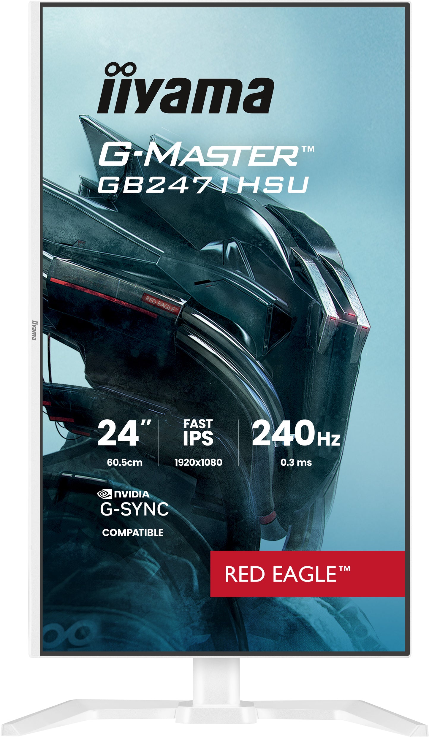 IIYAMA GB2471HSU-W1 24inch G-Master Red Eagle Fast IPS FHD 240Hz 350cd/m2 2xHDMI DP 0.4ms USB 3.2 USB Type-C Speakers 15cm Adj.