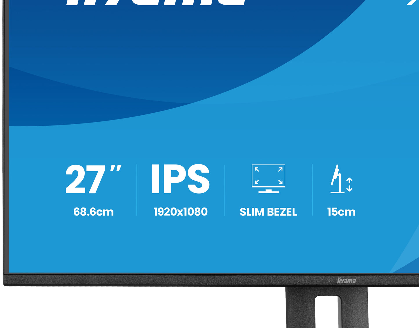 IIYAMA 27inch IPS-panel 1920x1080 120Hz EyeComfort 15cm Height Adj. Stand 350cd/m2 Speakers HDMI DisplayPort 1ms MPRT USB 2x