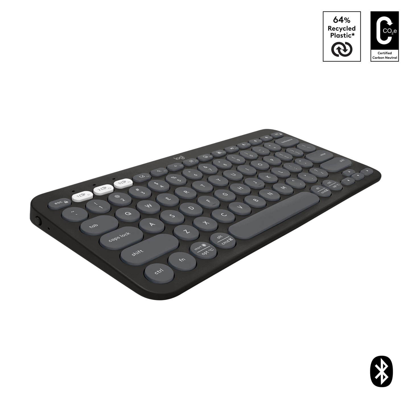 Logitech Pebble Keys 2 K380s Wireless Keyboard - USB Interface - French - AZERTY Layout - Graphite