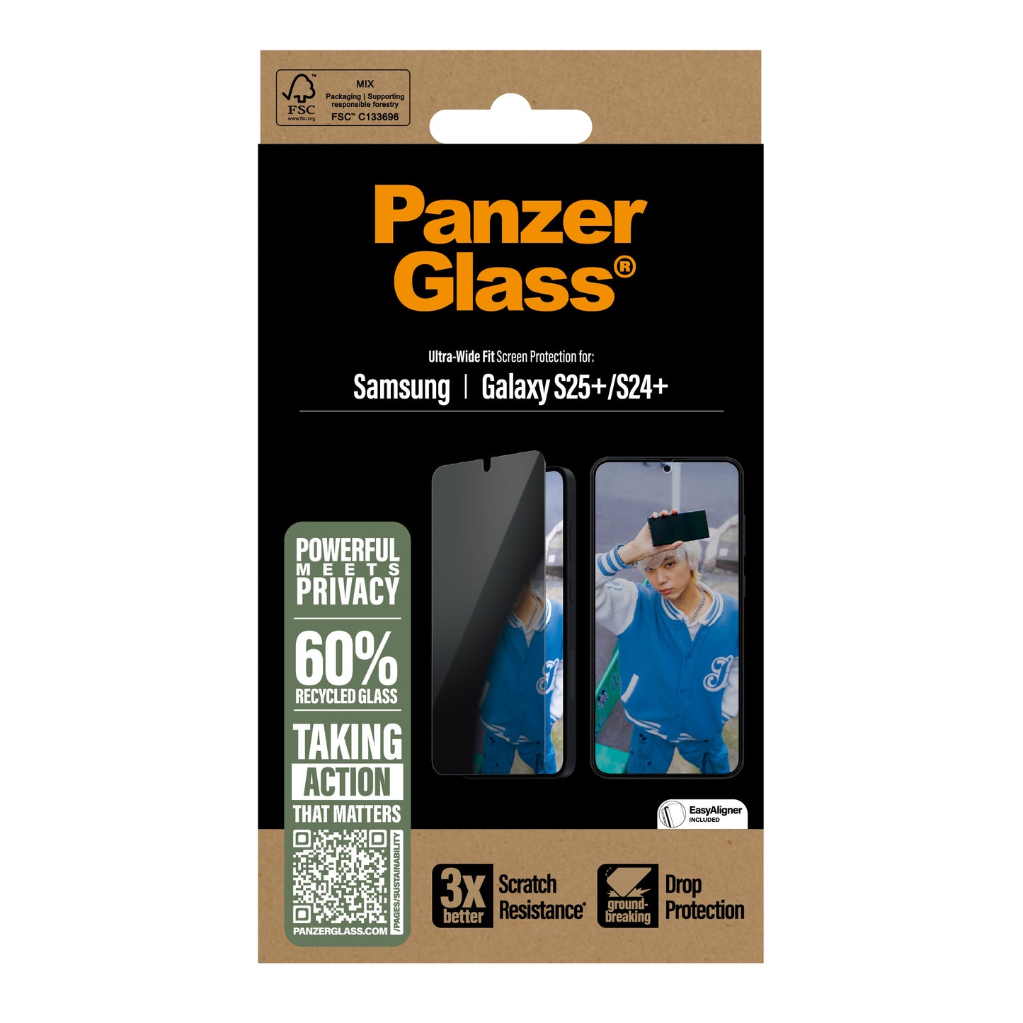 PanzerGlass Privacy Screen Protector - Clear - voor Samsung Galaxy S25 Plus