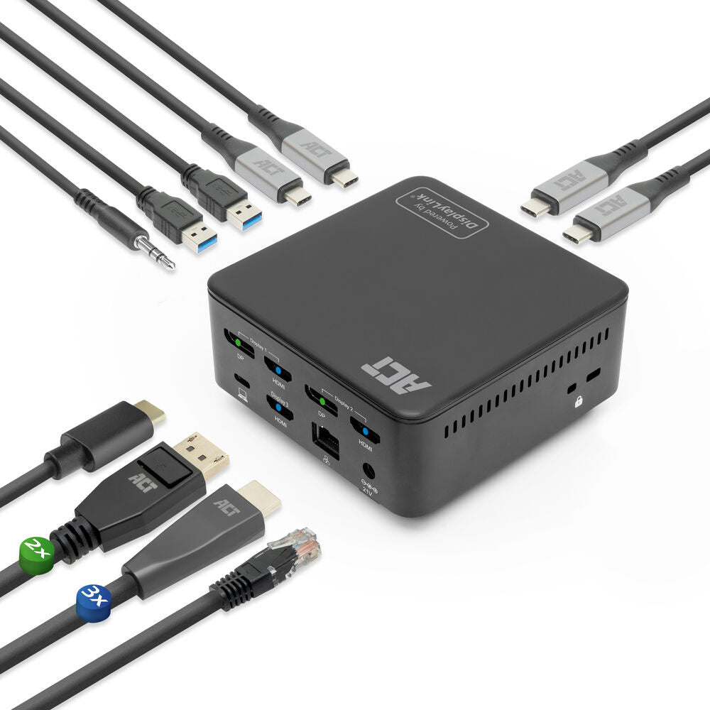 ACT Universeel USB-C Dockingstation 4K, voor 3 HDMI/DisplayPort monitoren, DisplayLink