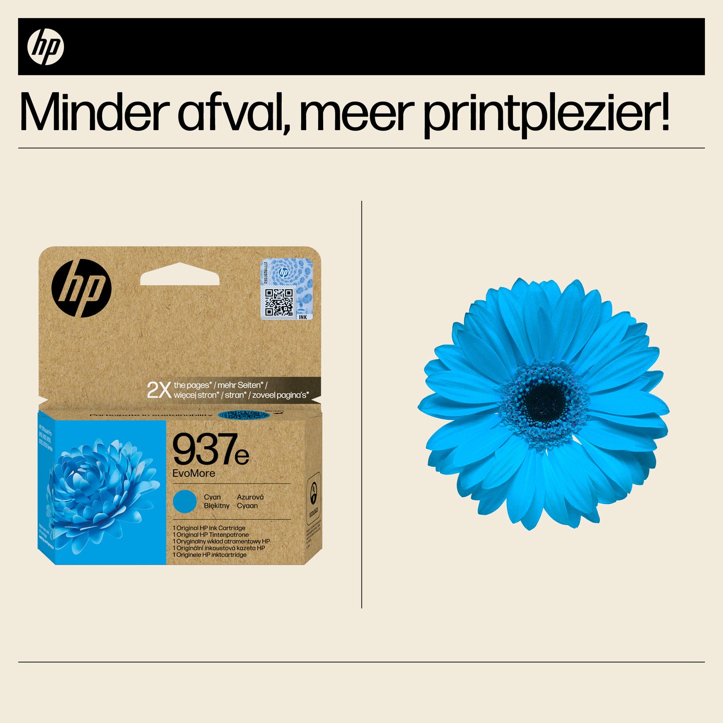 HP 937e EvoMore Cyan Original Ink Cartridge