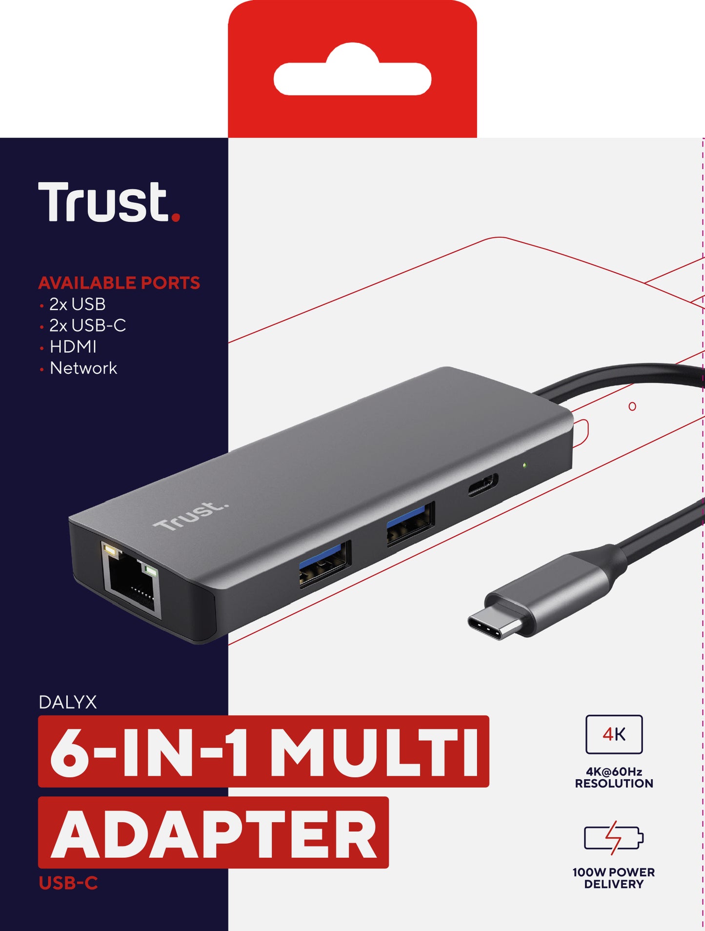 TRUST DALYX 6-IN-1 MULTIPORT ADAPTER