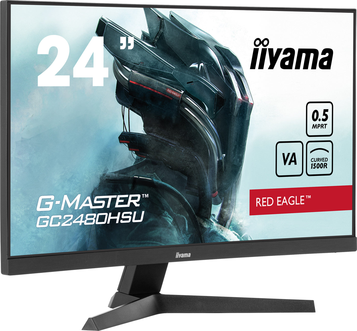 IIYAMA 24WIDE LCD  G-Master Red Eagle  1920 x 1080  Curved VA panel  USB-Hub (2xOut v2.0)  FreeSync   300 cd/m²  80.000.000:1 ACR