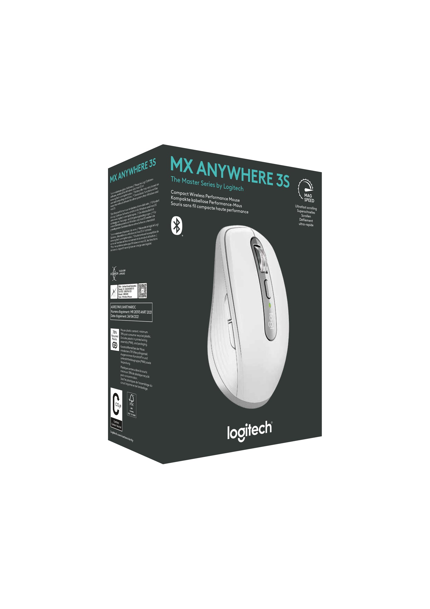Logitech MX Anywhere 3S wireless mouse - Silent - Pale Grey