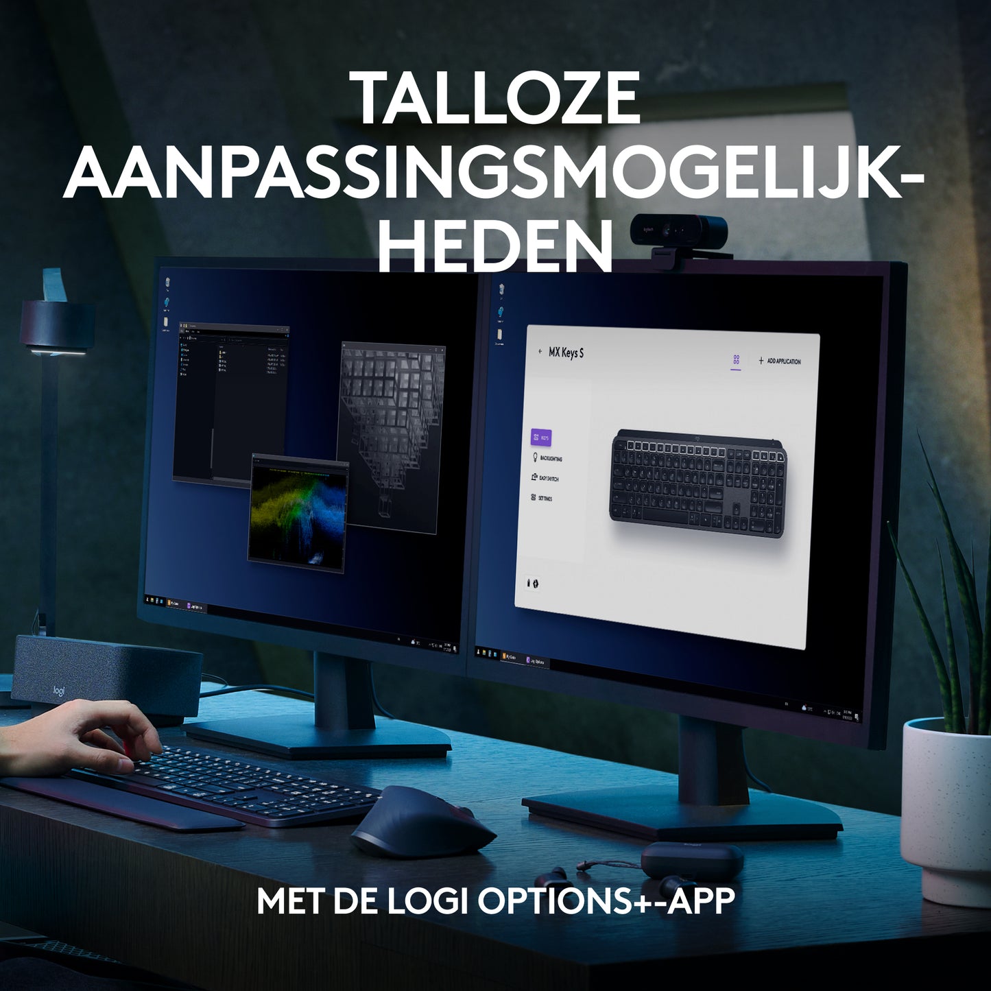 Logitech MX Keys S draadloos toetsenbord, BE Azerty, verlicht, Bluetooth, USB C oplaadbaar, voor Windows PC, Linux, Chrome, Mac