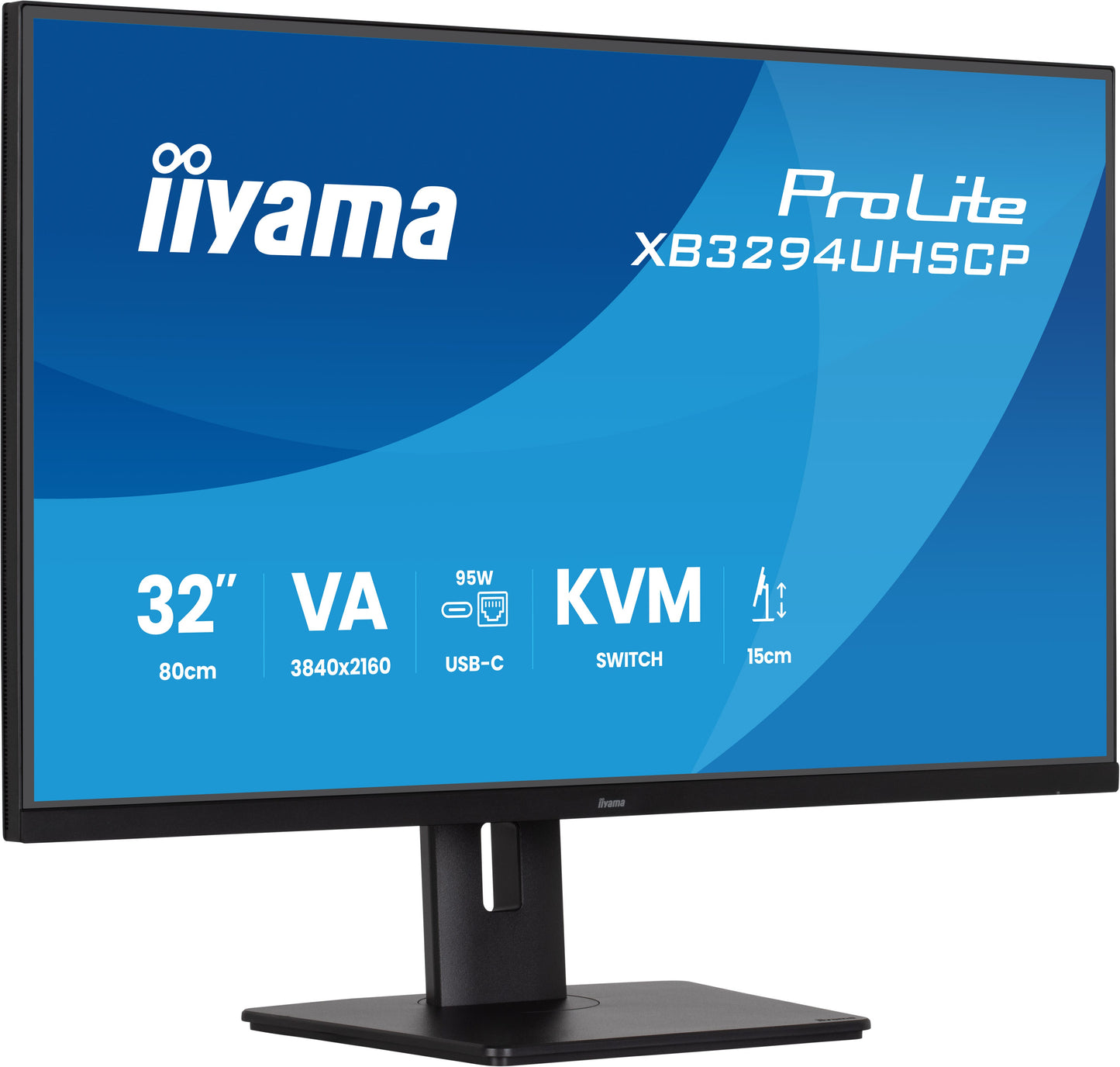 IIYAMA 32WIDE LCD, 3840 x 2160 4K UHD VA panel, LED Bl., USB-Hub, Adaptive Sync, Pivot, Height Adjust.(15cm), 400cd/m², 3000:1 Static Contr