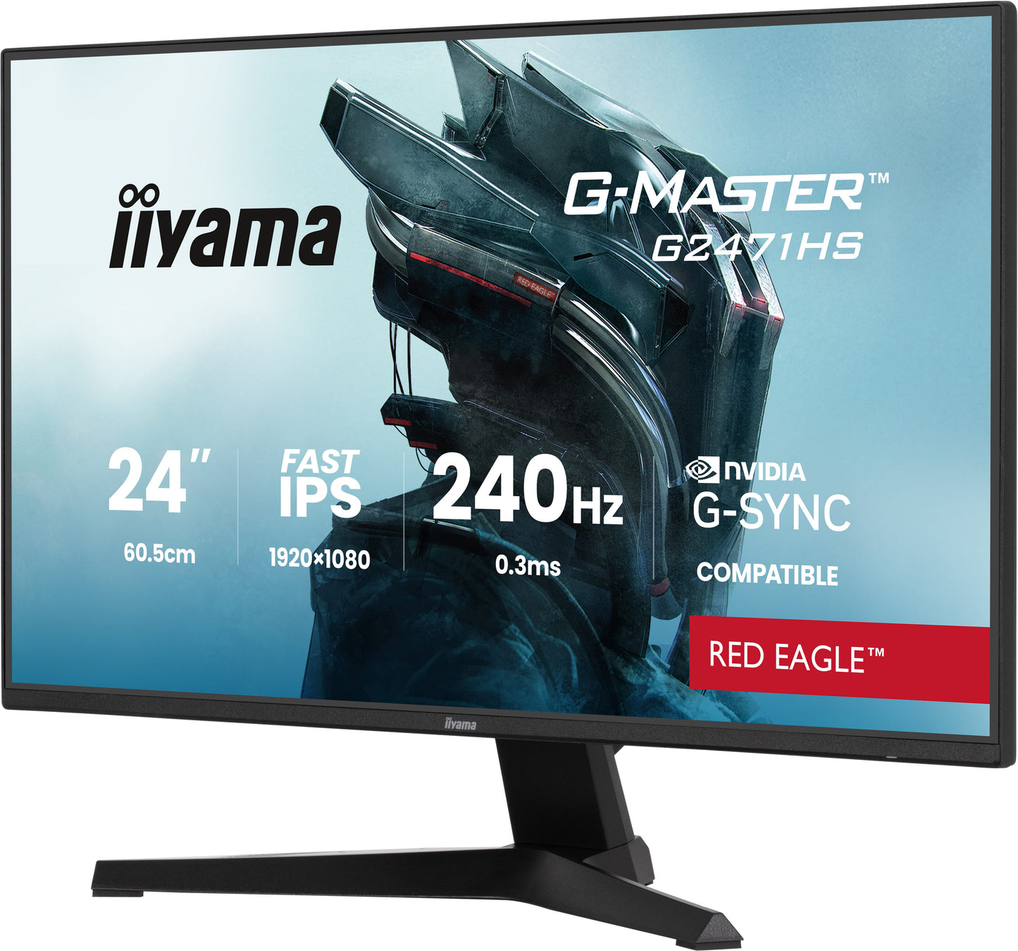 IIYAMA 24WIDE LCD, G-Master Red Eagle, 1920 x 1080, 240 Hz Fast IPS panel, LED Bl., 350 cd/m², 1000:1 Static Contrast, 80.000.000:1 ACR, Sp