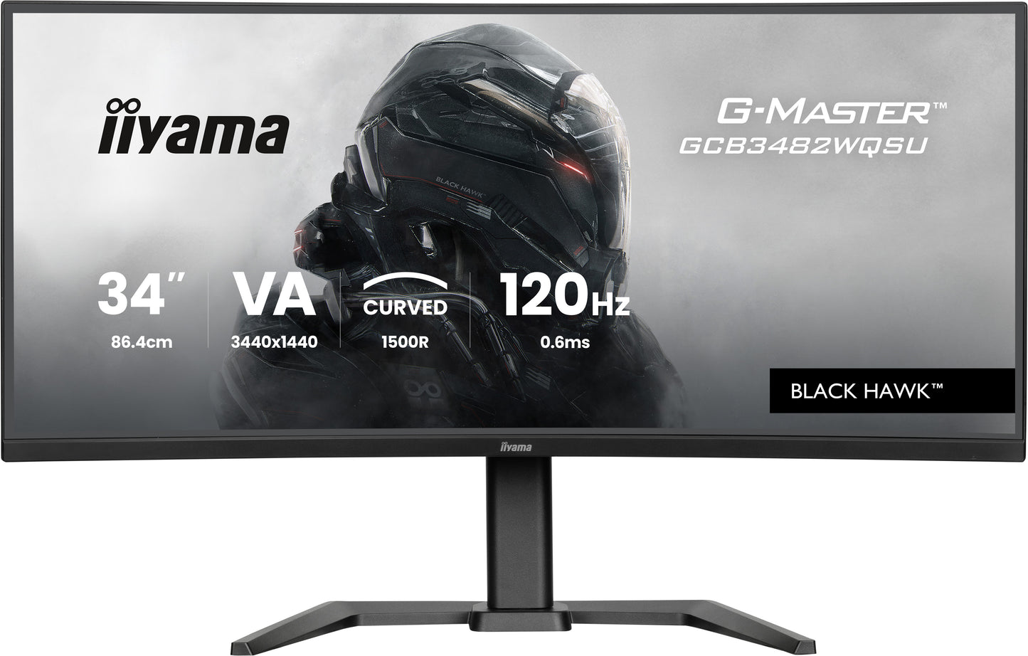 IIYAMA 34WIDE LCD, G-Master Black Hawk, 3440 x 1440, UWQHD Curved VA panel, LED Bl., FreeSync  Premium (DisplayPort), USB-Hub (2xOut v3.2 +