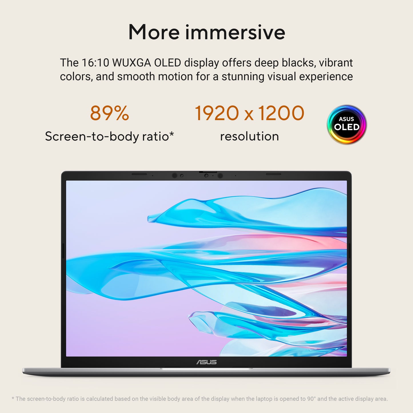 Asus Vivobook S16 M3607GA-SH004W-BE, 16 FHD OLED 300 nits, AMD Ryzen AI 7 445, 32GB DDR5, 1TB PCIe, AMD Radeon Graphics, W11H