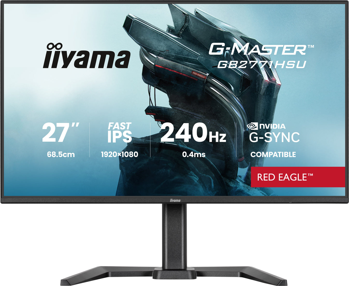 IIYAMA 27WIDE LCD, G-Master Red Eagle, 1920 x 1080, 240 Hz Fast IPS panel, LED Bl., USB-Hub, Pivot, Height Adjust.(15cm), 350 cd/m², 1000:1
