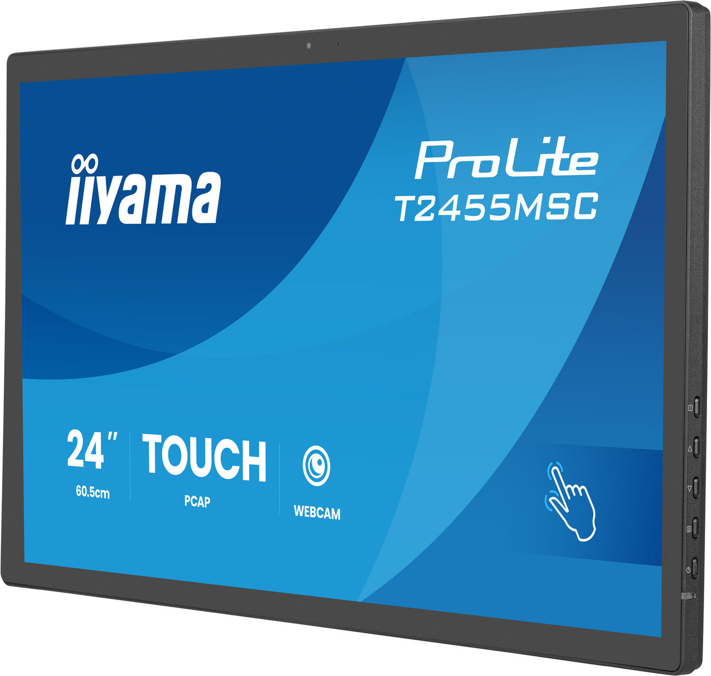 Iiyama Prolite T2455MSC-B2 24WIDE LCD Touch Screen, 1920 x 1080, 120 Hz IPS panel, LED Bl., Flat Bezel Free Glass Front, Speakers, HDMI, Di