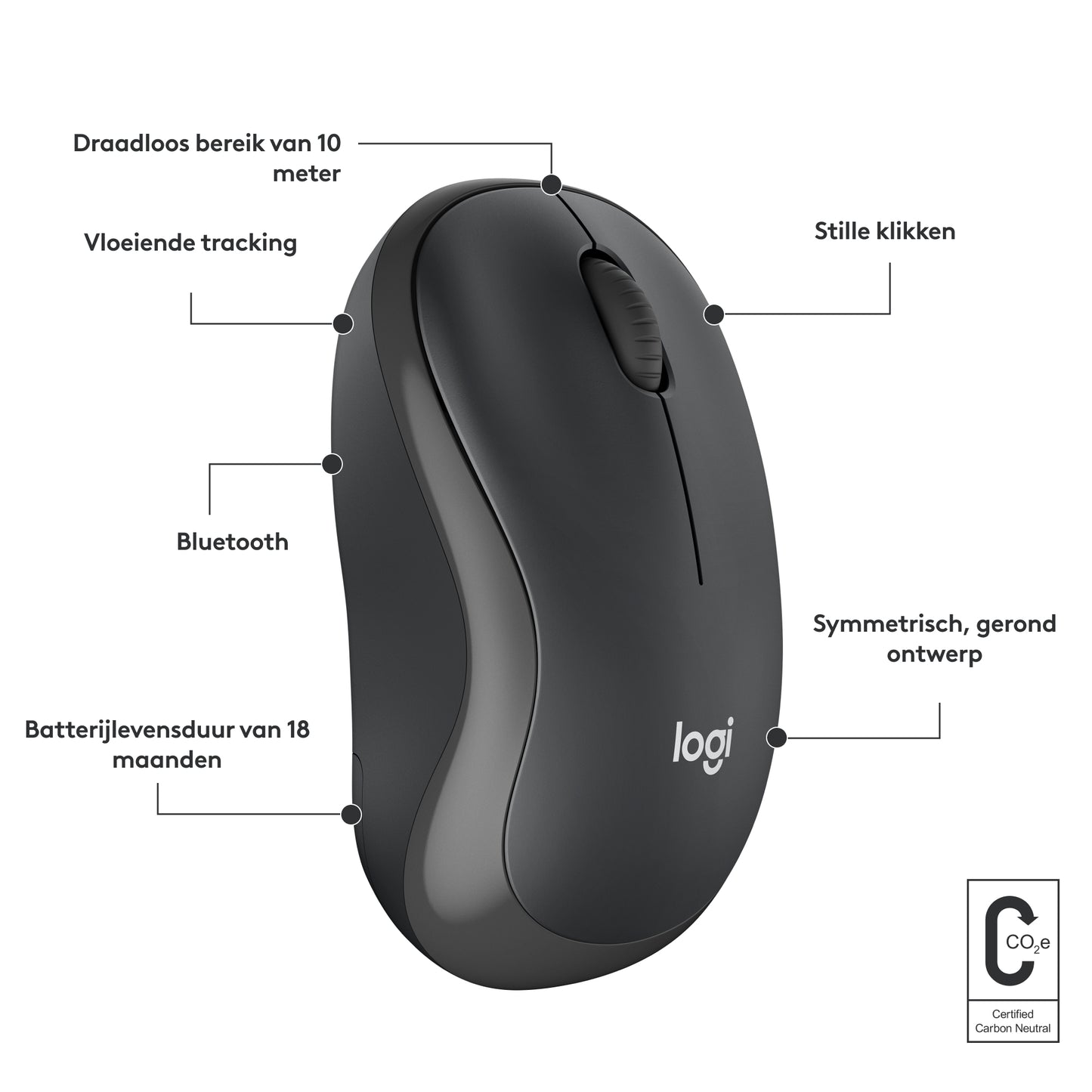 Logitech M240 Stille Bluetooth Muis, 18 maanden batterijduur, voor Windows, macOS, ChromeOS, Compatibel met PC, Mac, Laptop, Tablets - Graph