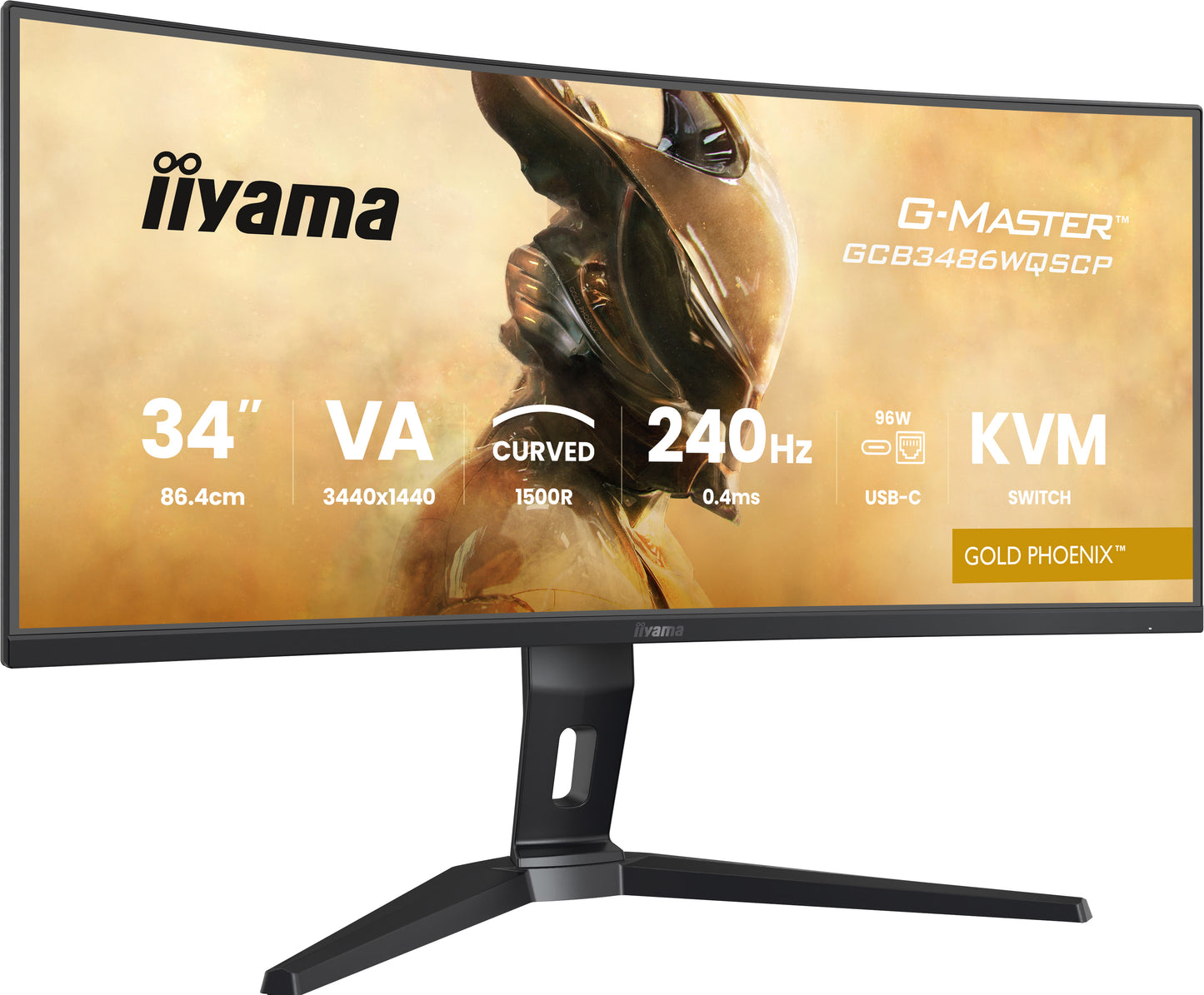 IIYAMA 34WIDE LCD, G-Master Gold Phoenix, 3440 x 1440, UWQHD Curved VA panel, LED Bl., FreeSync  Premium (DisplayPort) VRR / ALLM, USB-Hub