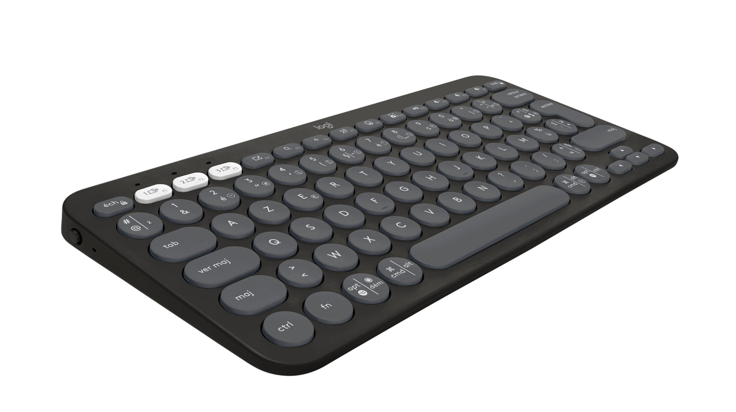 Logitech Pebble Keys 2 K380s Wireless Keyboard - USB Interface - French - AZERTY Layout - Graphite