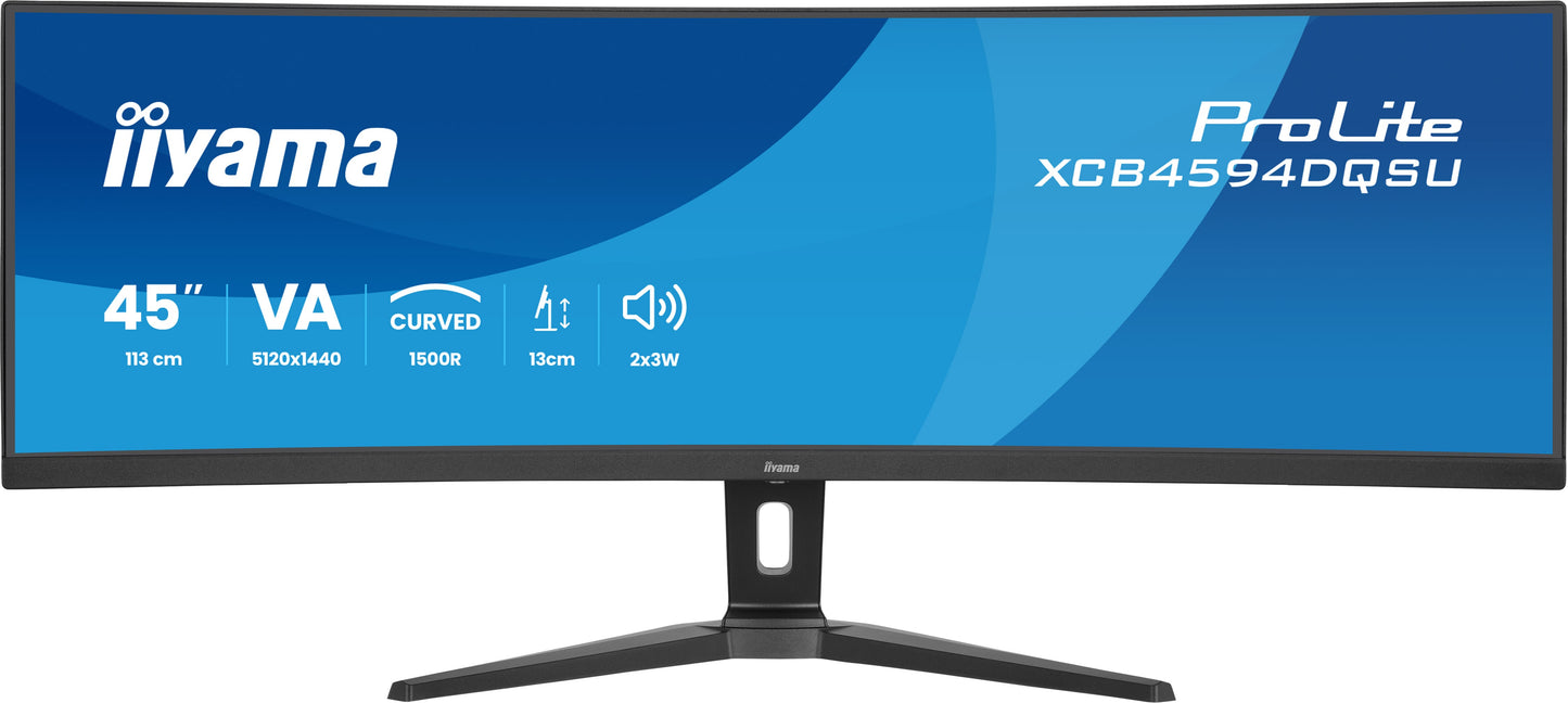 IIYAMA XCB4594DQSU-B1 44.5inch UW Curved VA DQHD 5120x1440 450cd/m2 2ms 2xDP 2xHDMI 2xUSB 3.2 2xUSB Type-C Speakers 13cm Adj. Stand
