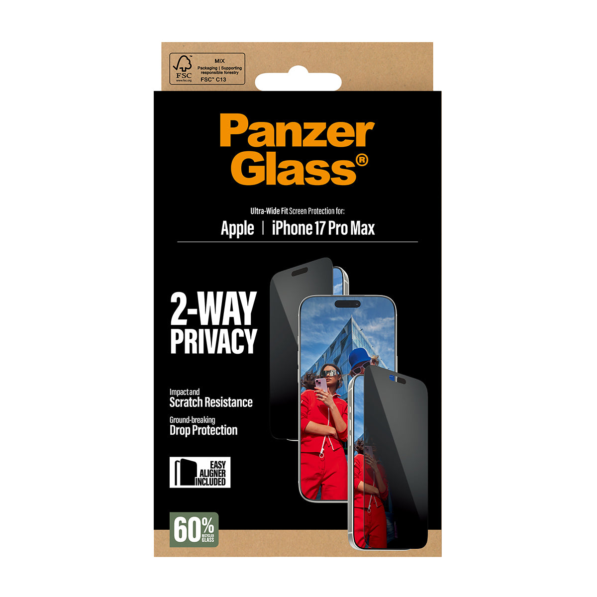 PanzerGlass Privacy Screen Protector Ultra-Wide Fit - Clear - iPhone 17 Pro Max