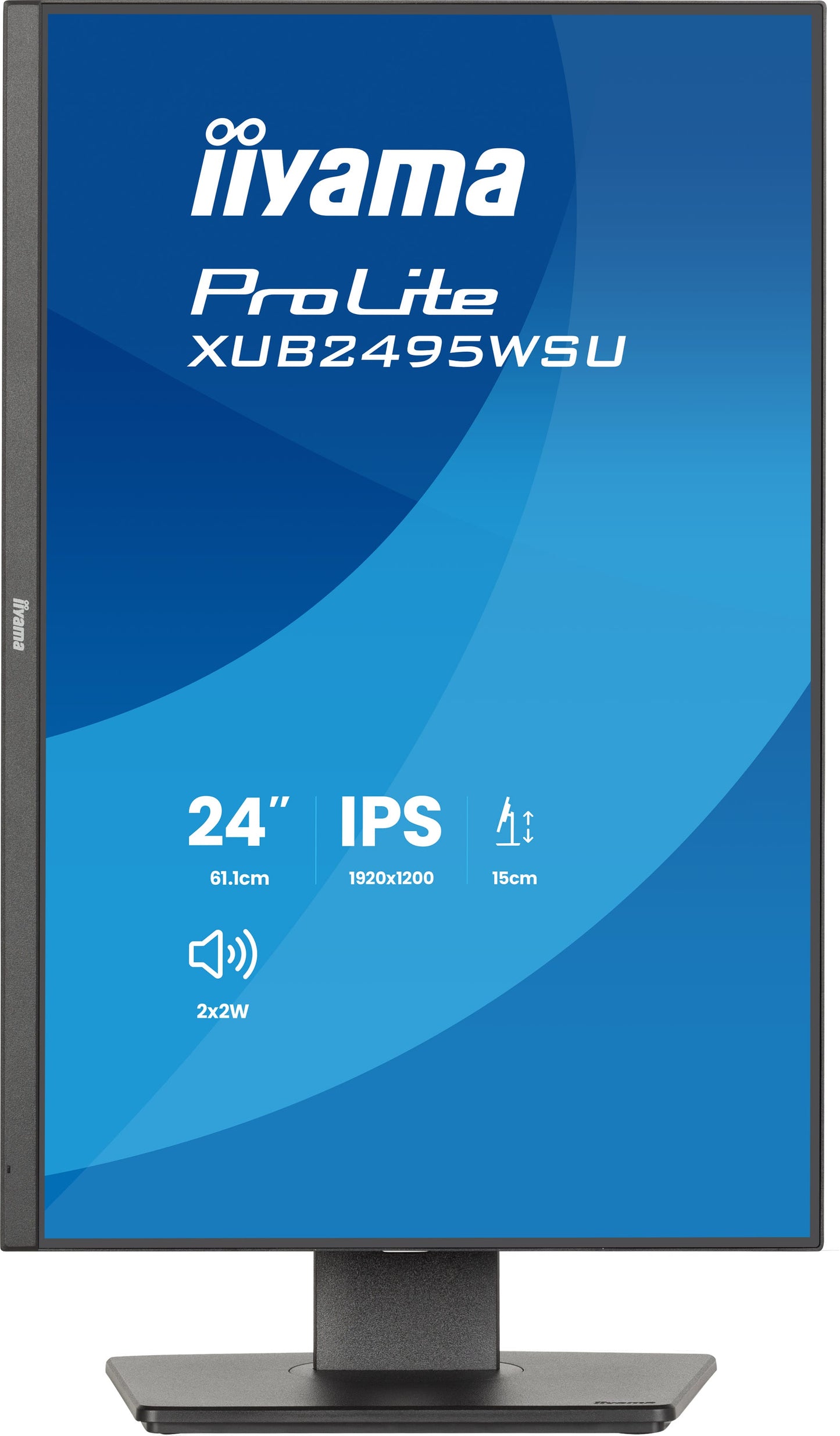 Iiyama Prolite XB2495WSU-B1 24WIDE LCD, 1920 x 1200, WUXGA, 100 Hz IPS panel, LED Bl., Pivot, Height Adjust., USB-Hub(3xOut v3.2 + 1xUSB-C(
