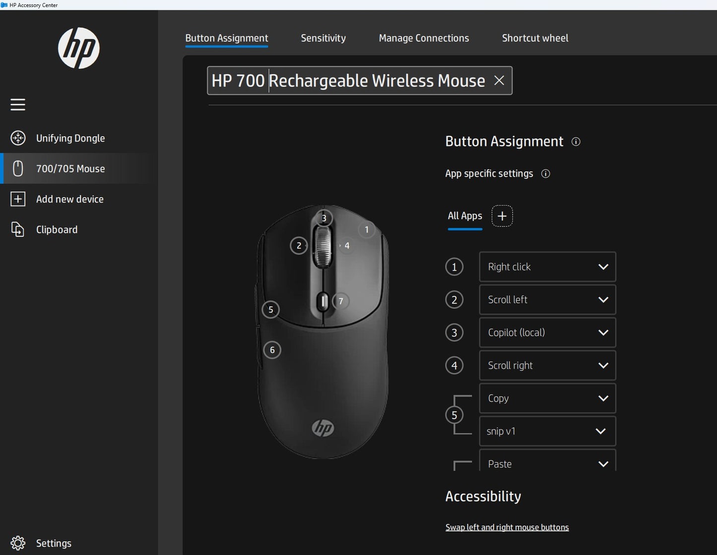 HP 700 Rechargeable Wireless Mouse AZ7B0AA#ABB