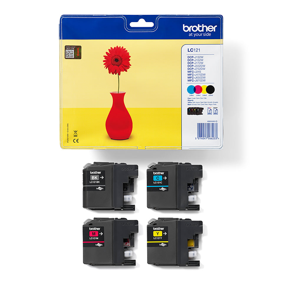 LC-121 inktcartridge zwart en drie kleuren 1-pack blister zonder alarm