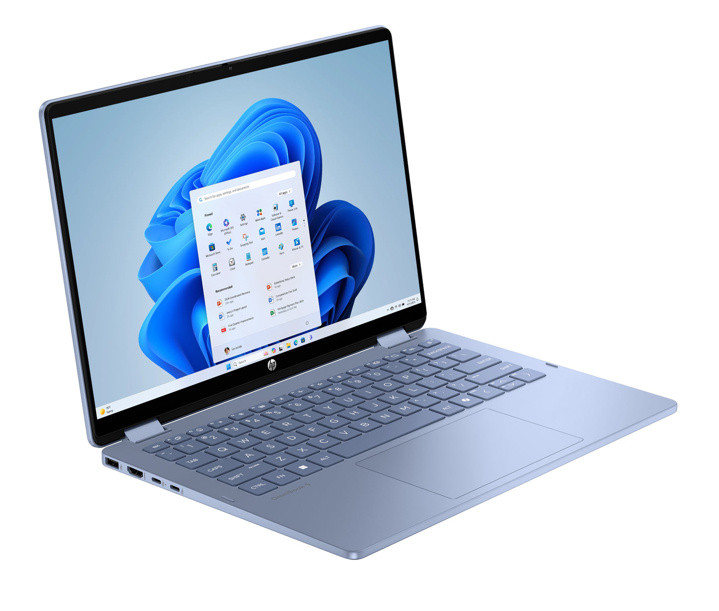 HP OmniBook 5 Flip, 14,0 2K IPS 300nits Touch, Intel Core 7-150U, 16GB LPDDR5, 1TB PCIe SSD,  Intel Iris Xe Graphics, W11H, Blue