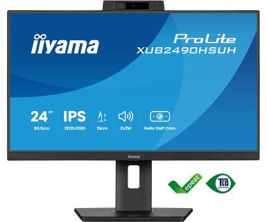 IIYAMA 24WIDE LCD, 1920 x 1080, IPS panel, LED Bl., Built-in 5 MP Windows Hello Webcam & Microphone, Adaptive Sync, USB-Hub (3xOut v3.2), H
