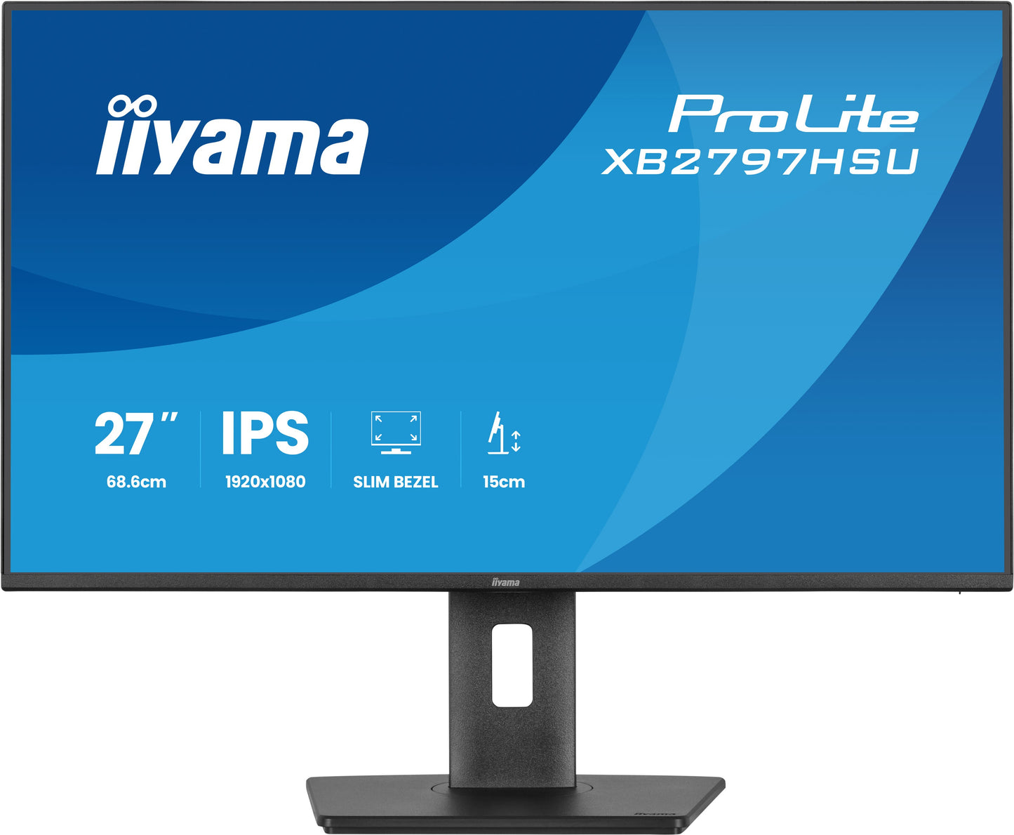 IIYAMA 27inch IPS-panel 1920x1080 120Hz EyeComfort 15cm Height Adj. Stand 350cd/m2 Speakers HDMI DisplayPort 1ms MPRT USB 2x