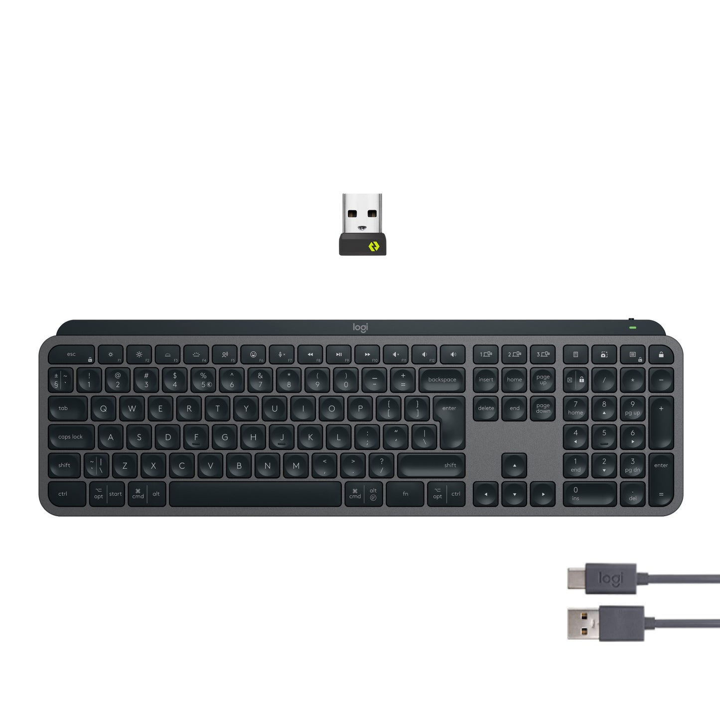 Logitech MX Keys S draadloos toetsenbord, BE Azerty, verlicht, Bluetooth, USB C oplaadbaar, voor Windows PC, Linux, Chrome, Mac