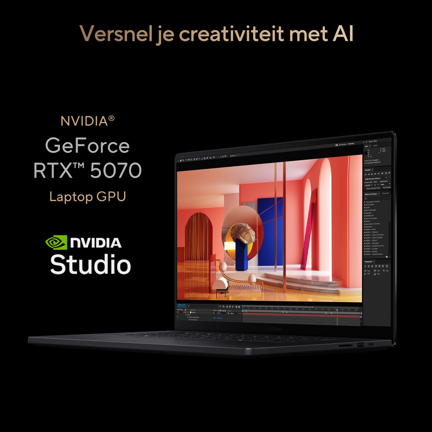 ProArt P16H7606WP-RJ129X-BE, 16.0 120Hz 3K OLED Touch, AMD Ryzen AI 9 HX 370, 32GB LPDDR5X, 1TB M.2 NVMe PCIe 4.0 SSD, GeForce RTX 5070, W1