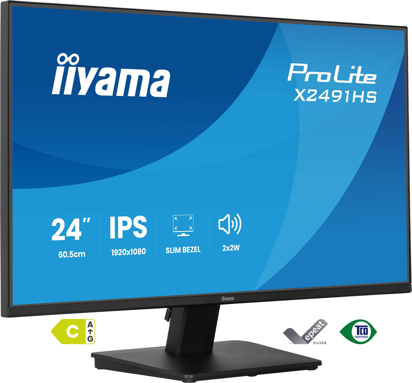 Iiyama Prolite X2491HS-B1 24WIDE LCD, 1920 x 1080, 120 Hz IPS panel, LED Bl., Adaptive Sync, 350 cd/m², 1500:1 Static Contrast, 80.000.000: