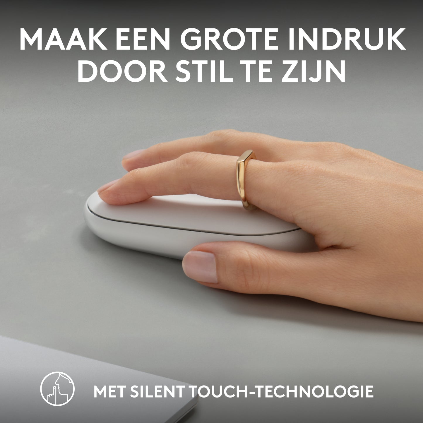 Logitech Pebble Mouse 2 M350s dunne draadloze Bluetooth-muis, Off-White, draagbaar, licht, aanpasbare knop, stil klikken, Easy-Switch, Windo