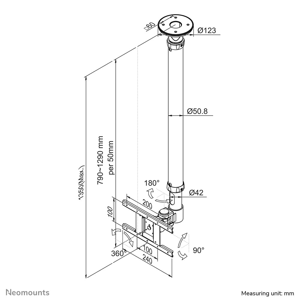 Flat Screen Ceiling Mount (Height: 79-129 cm)